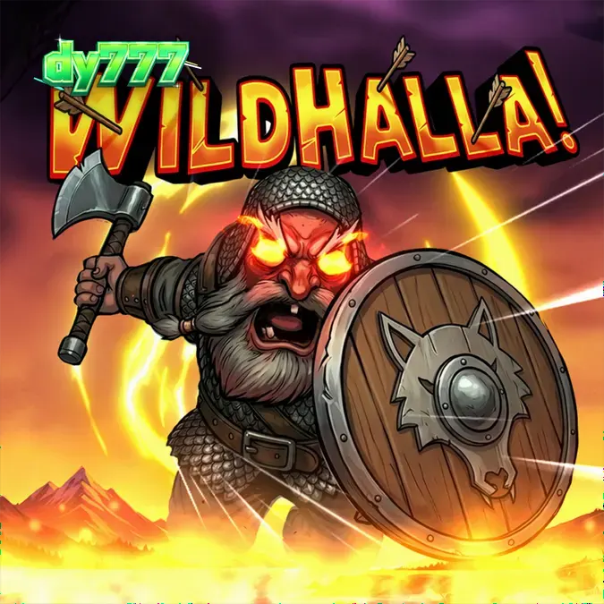 Pemandangan atmosferik dari slot Wildhalla dengan tema Viking dan elemen grafis yang tajam.